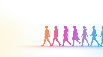 Colourful Silhouette Group Diversity Group of colorful silhouettes in vibrant gradients, representing diversity and inclusion in a unified design.