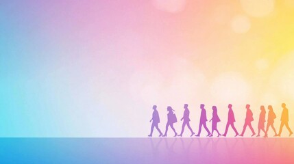 Colourful Silhouette Group Diversity Vibrant group of silhouettes in a mix of colors, symbolizing the power of diversity and shared connections.