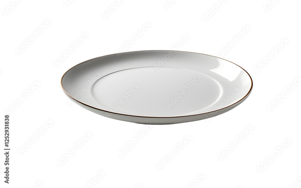 Poster Minimalist white ceramic plate with a simple design on a empty plain background