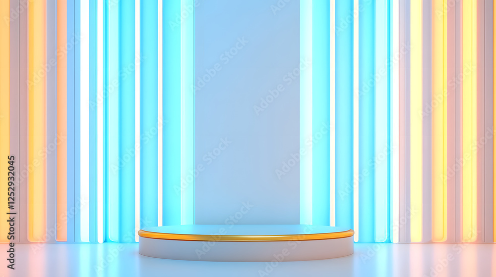 Poster vibrant light display modern stage setup studio environment minimalist design direct view creative c