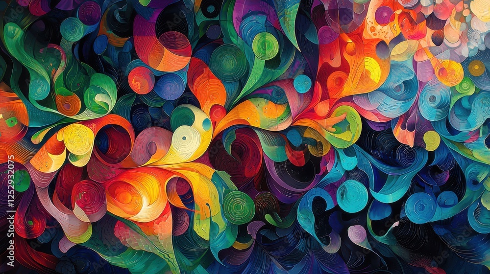 Poster vibrant abstract swirls with colorful patterns and fluid shapes ideal for artistic backgrounds or cr