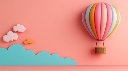Obraz premium Pastel Hot Air Balloon In 3d Style