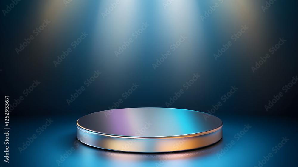 Poster illuminated display stage studio photography setup dark environment front view creative showcase
