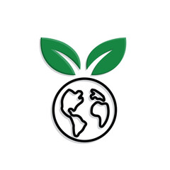 sustainable icon. earth and plant vector. reuse, recycle, renewal for carbon reduction, net zero, green energy, eco-friendly concept. Mixed design style