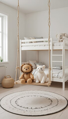 mock up wall in child room in scandinavian style, 3d rendering, 3d illustration
