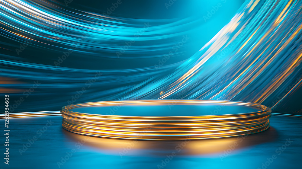 Poster dynamic light trails create a vibrant stage studio setting visual art modern environment artistic pe