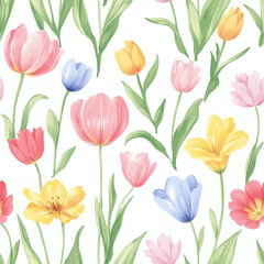 seamless pattern with tulips
