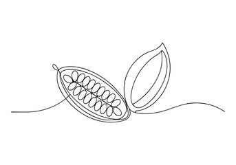 Continuous One Line Cacao Beans | Minimalist Organic Vector Illustration