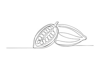 Continuous One Line Cacao Beans | Minimalist Organic Vector Illustration