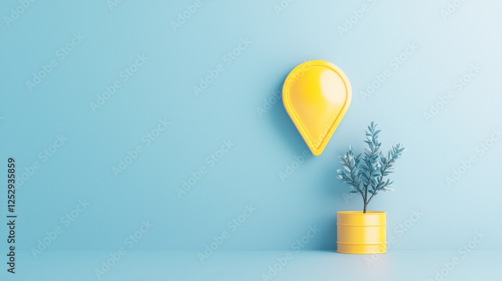 Poster icon pin location industry location pin with industrial motifs, combining functionality and aestheti