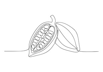 Continuous One Line Cacao Beans | Minimalist Organic Vector Illustration