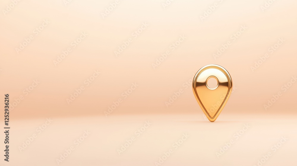 Poster icon pin location gold minimalistic golden location pin with a smooth reflective finish, exuding a s