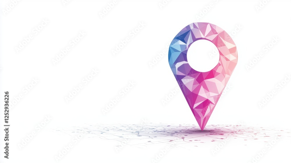 Poster icon pin location colourful silhouette gradient filled location pin silhouette, emphasizing a playfu