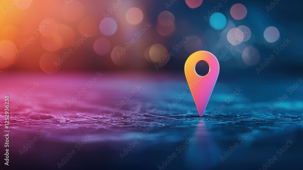 Poster icon pin location colourful silhouette artistic location pin silhouette filled with vibrant gradient