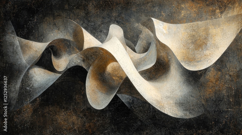 Poster abstract sculpture with fluid shapes and textures, capturing the essence of modern art in earthy ton