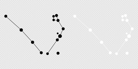 Serpens constellation map set. Vector illustration.