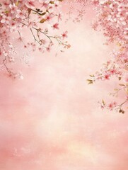 Fototapeta premium A delicate floral arrangement featuring pink blossoms against a soft, pastel background, Ideal for invitations, greeting cards, or wallpapers, this serene image evokes feelings of spring and renewal,