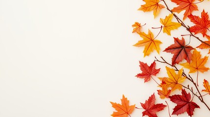 Fototapeta premium Pixel Art Autumn Maple Leaves Border on White Background