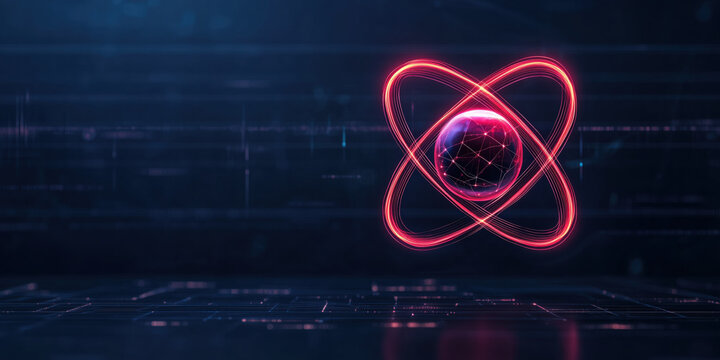 conceptual artwork of quantum particle in superposition, glowing with energy