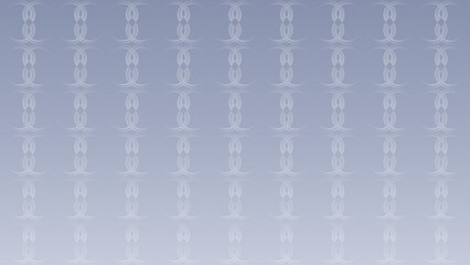 Seamless geometric pattern featuring interlinked curved elements in a soft white design on a muted blue-gray background.