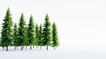 Obraz premium Pixelated Evergreen Trees Against White Background