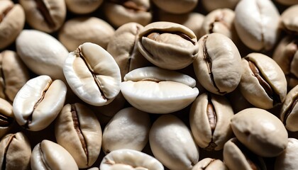 Close-up of Unroasted Coffee Beans Filling the Frame in Neutral Tones