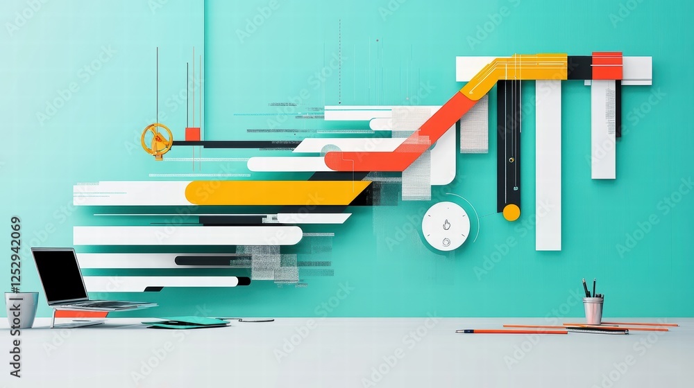 Poster a clean and modern gantt chart for project management, displaying tasks, deadlines, and work progres