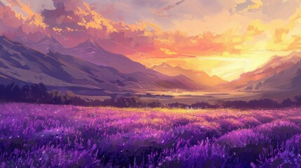 A Breathtaking Panorama of a Lavender Field