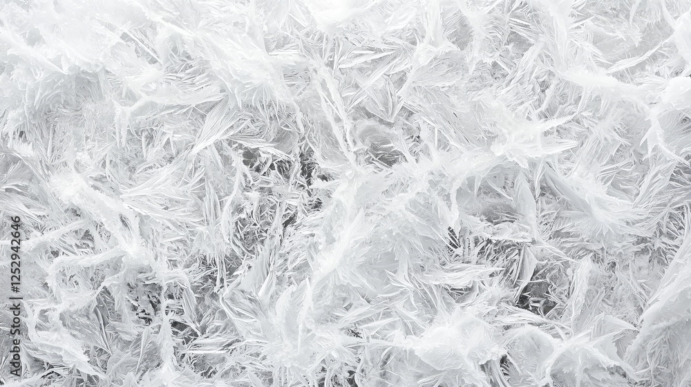 Poster pristine white ice crystals forming unique patterns on surface