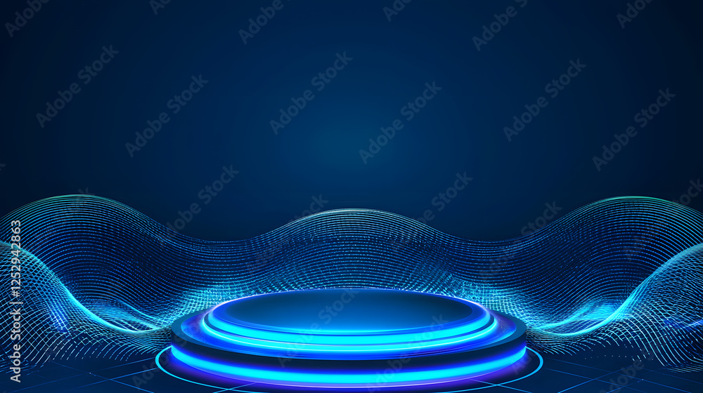 Poster illuminating digital waves abstract design for tech events virtual environments modern aesthetics fu