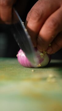 woman cutting vegetables