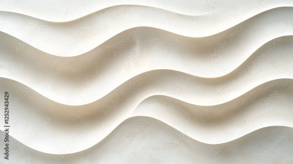 Poster abstract waves of white texture with smooth curves and shadows