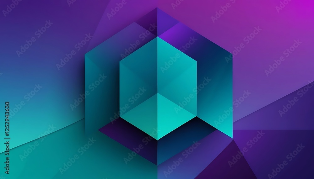 Poster abstract 3d cube design with geometric shapes and gradient background
