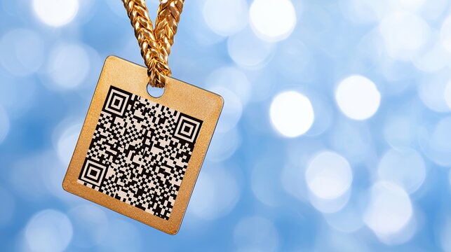 Qr Code Tag On Gold Chain Necklace