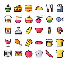 Food vector colour icons set.