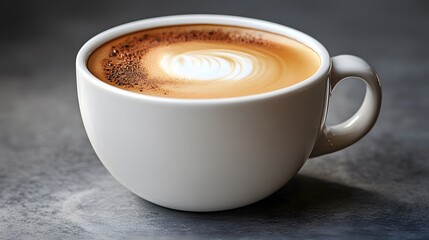 Fototapeta premium A contemporary coffee cup featuring a smooth, white finish and minimalist design, cradling a bold espresso shot with fine foam.