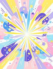 このデジタルグラフィックリソースは、高解像度の抽象的なイラストであり、光の爆発、鮮やかな色彩、ダイナミックな要素が特徴です。デザインはエネルギー、陶酔、魔法の感覚を呼び起こし、モダングラフィックデザイン、魅力的な背景、クリエイティブなブランディング、インパクトのある視覚的な用途に最適です。







