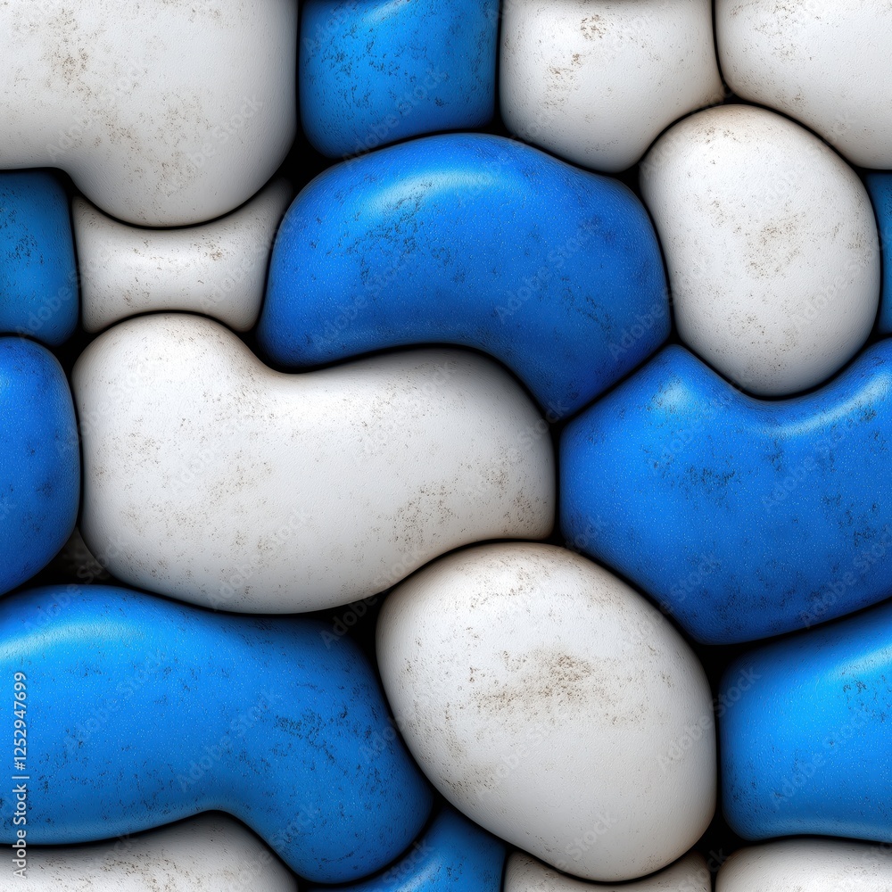 Aufkleber colorful seamless pattern featuring curved blue and white shapes with an abstract design suitable fo