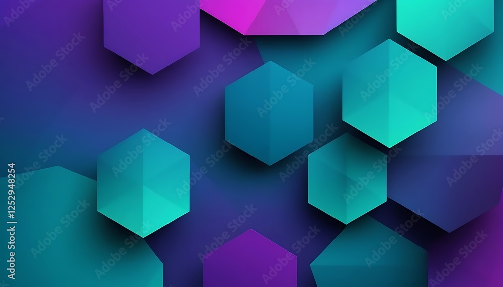 Poster abstract hexagon pattern with vibrant gradient colors and modern design