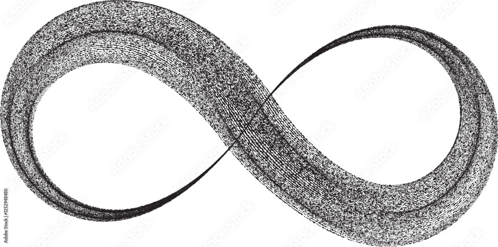 Poster infinity symbol . many vector roughen lines forming endless logo. limitless design element . continu