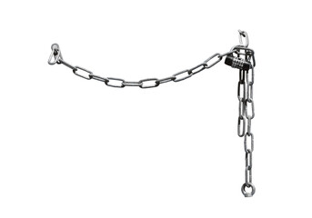 Iron chain with a combination dial padlock isolated on the transparent background