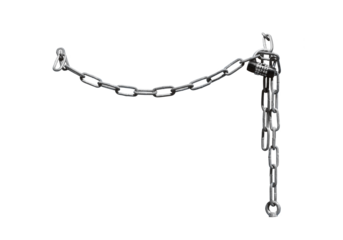 Iron chain with a combination dial padlock isolated on the transparent background