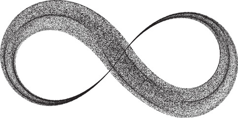Infinity Symbol . Many vector roughen lines forming endless logo. Limitless design element . Continuous line art. Infinite shape .Eternal Logo . Infinity icon. Vector eternity symbol. Boundless sign.
