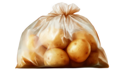 The sack is filled with potatoes