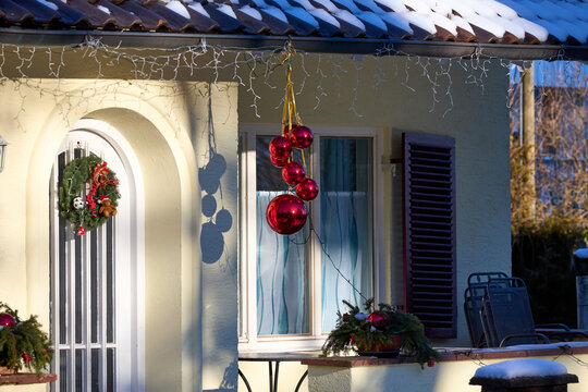 Holiday Home Exterior with Christmas Touch