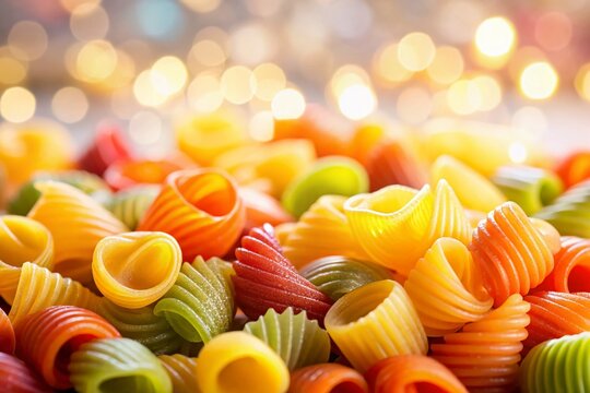 Delicious Stellini Pasta Isolated on White Background with Bokeh Effect - Stock Photo
