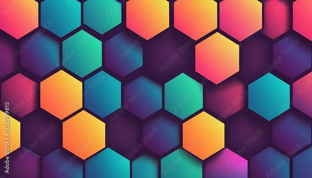 Poster vibrant colorful hexagon pattern with geometric design and modern abstract style