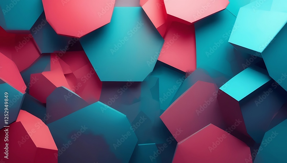 Aufkleber abstract geometric background with red and blue hexagons creating depth