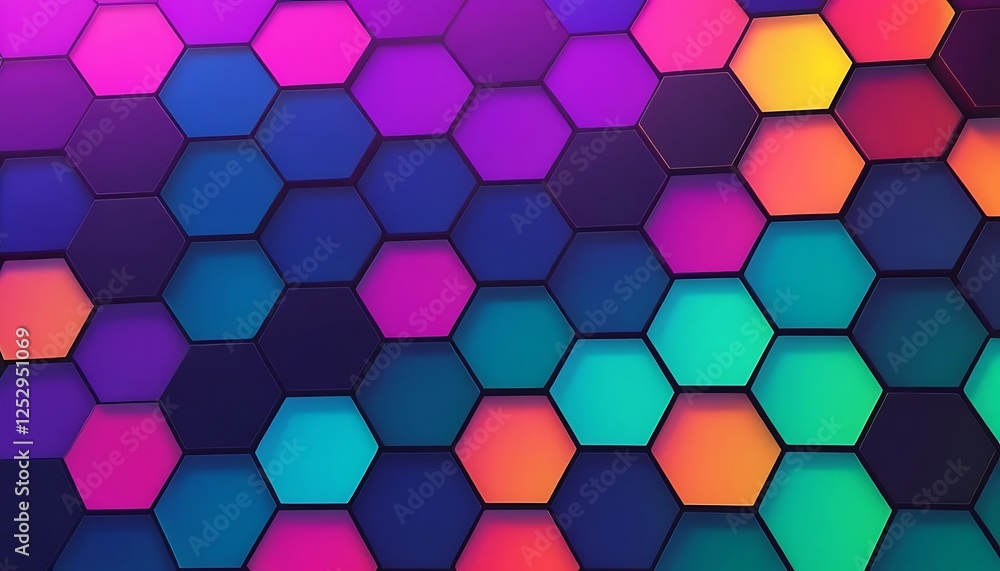 Poster colorful hexagon pattern background with vibrant gradient colors and modern design