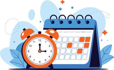 vector illustration featuring a calendar and an alarm clock
